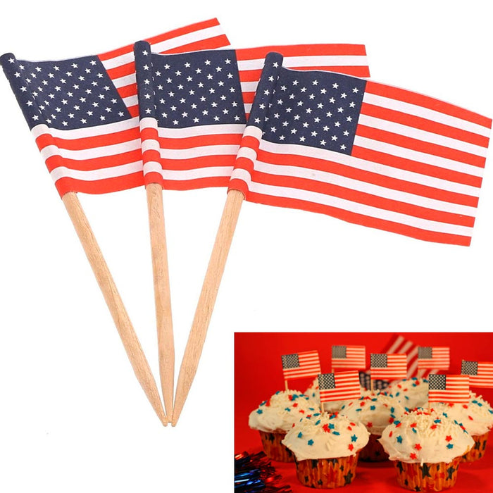 100 American Flag Toothpicks Party Cupcake Decoration Sandwich Mini Food Picks