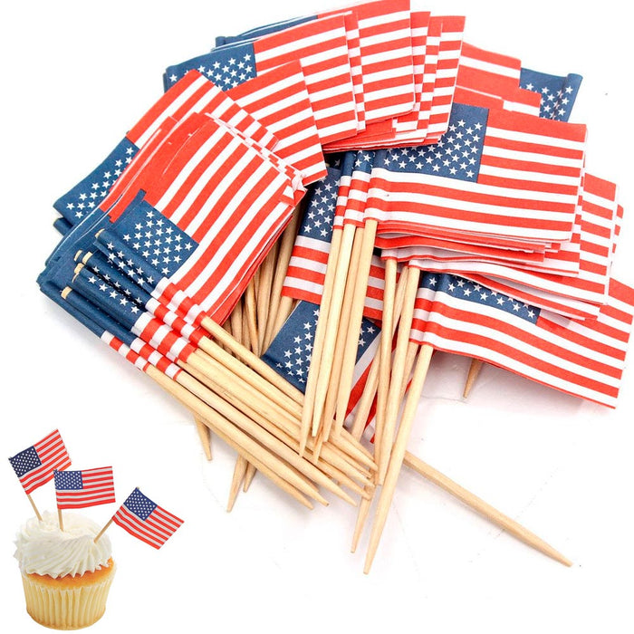 100 American Flag Toothpicks Party Cupcake Decoration Sandwich Mini Food Picks