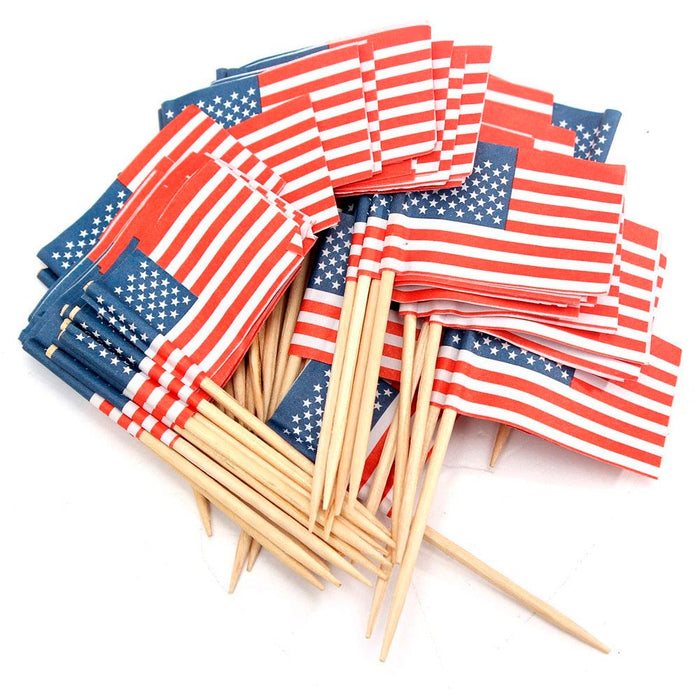 100 American Flag Toothpicks Party Cupcake Decoration Sandwich Mini Food Picks