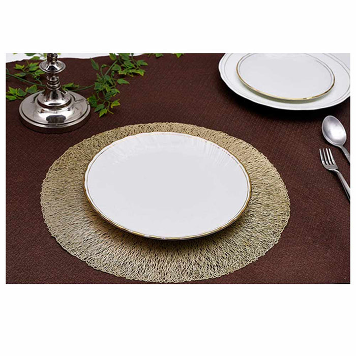 4 Pc Round Woven Placemat Vinyl Kitchen Home Decor Table Protection Textile Mat