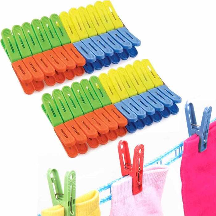 48 Clothes Pegs Pins Plastic Clothespins Laundry Clips Hangs Clothing Heavy Duty