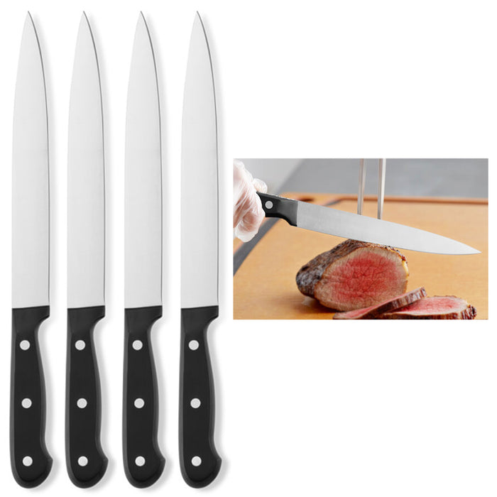 4 Pc Carving Meat Slicing Knife 8" Professional Stainless Sharp Blade Cutting