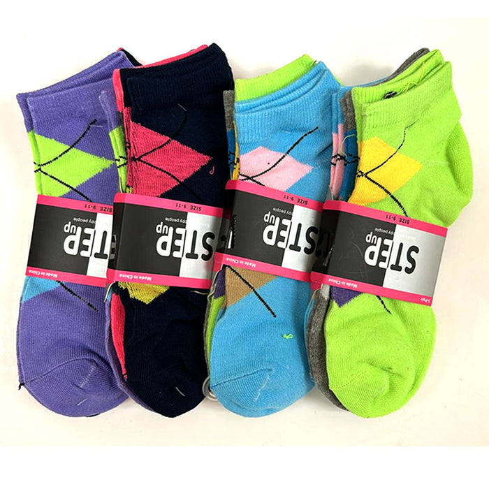 6 Pairs Women Ankle Sports Socks Neon Colorful No Show Low Cut US