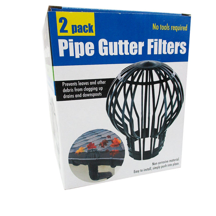 2 PIECE DOWN PIPE GUTTER BALLOON GUARD FILTERS STOPS BLOCKAGE LEAVES DEBRIS NEW