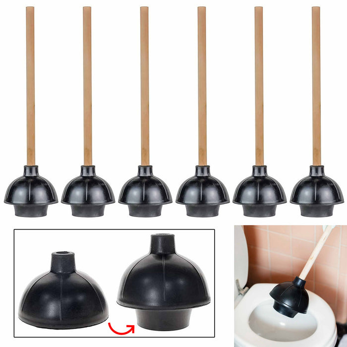 6 Pk Heavy Duty Professional Power Toilet Plunger Multi-Drain Pump Declogger 19"