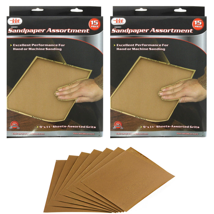 30 Sandpaper Assorted Grit Hand Block Sanding Paper Sheets 9x11 Finishing Sander