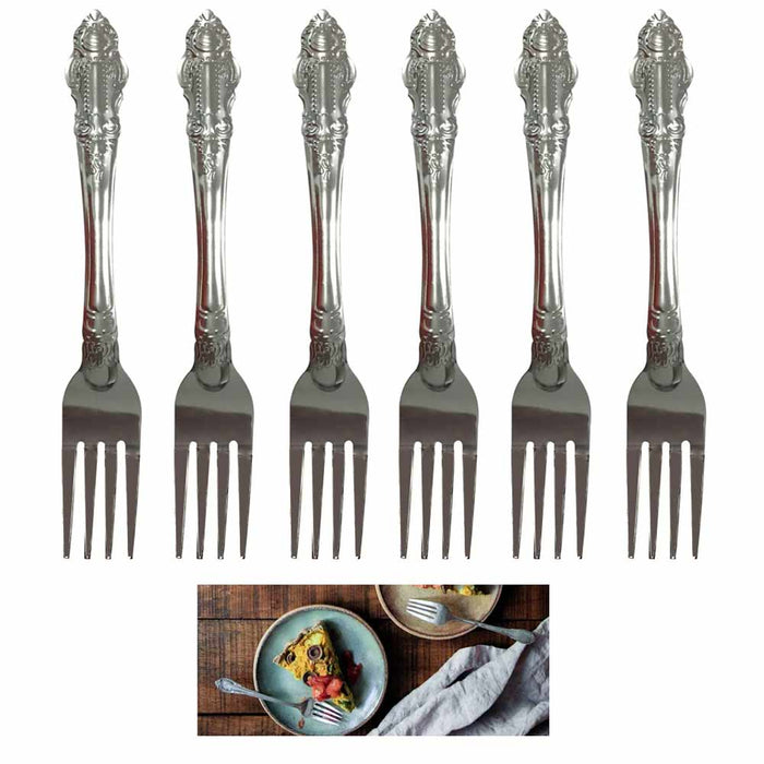 6 Pc Heavy Duty Dinner Forks Stainless Steel Table Flatware Set Utensils