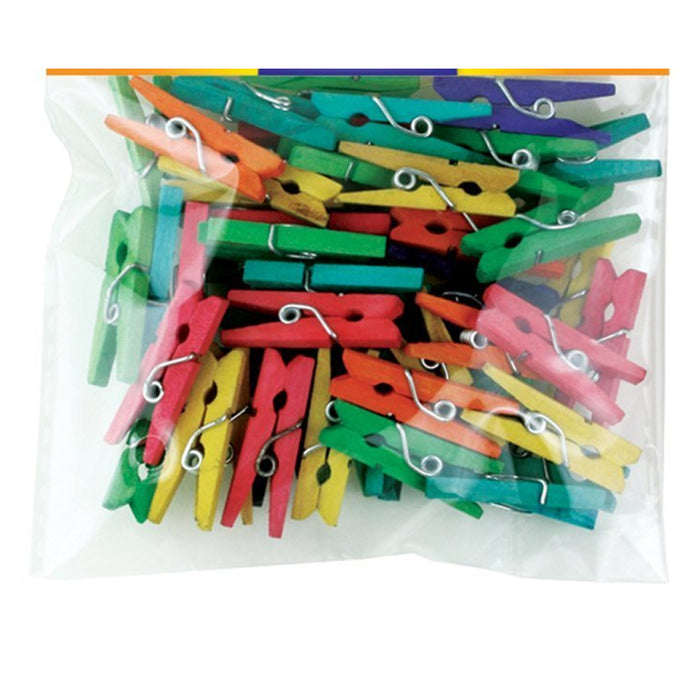 120 Pc Mini Craft Clothespins Wood 1" Small Arts Multi Color Clothes Pins Crafts