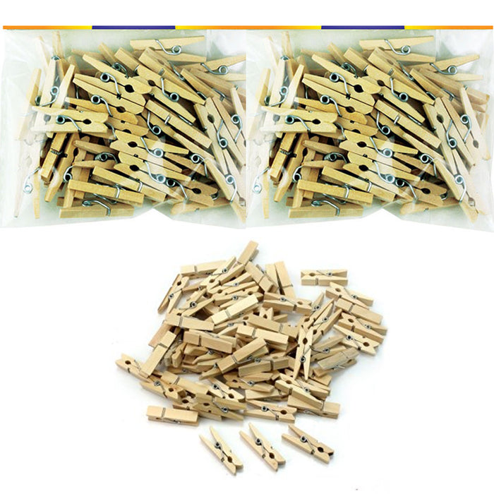 150 Pc Mini Craft Clothespins Wood 1" Small Arts Tan Color Clothes Pins Crafts