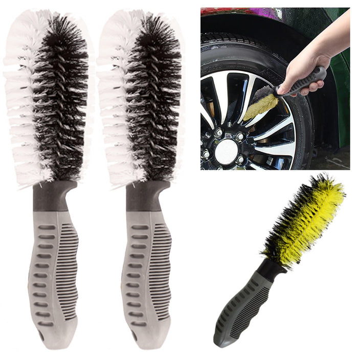 2 PC Car Wheel Tire Rim Scrub Brush Washing Cleaner Vehicle Cleaning Tool Auto