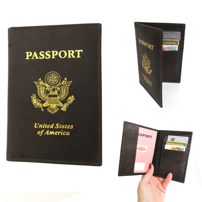 1 Genuine Leather Passport Case Slim USA Cover Holder Travel ID Card RFID Block