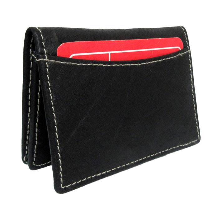 1 Genuine Leather Credit Card ID Business Cards Holder Front Pocket Wallet Black