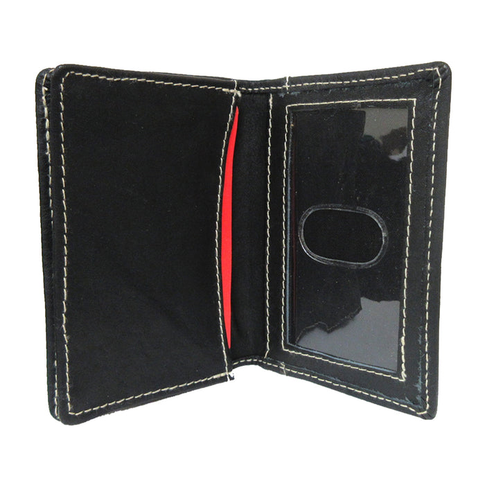 1 Genuine Leather Credit Card ID Business Cards Holder Front Pocket Wallet Black