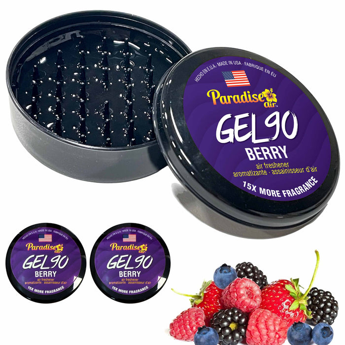 2 Pc Paradise Gel Air Freshener 90 Days Lasting Aroma Car Fragrance Scent Berry