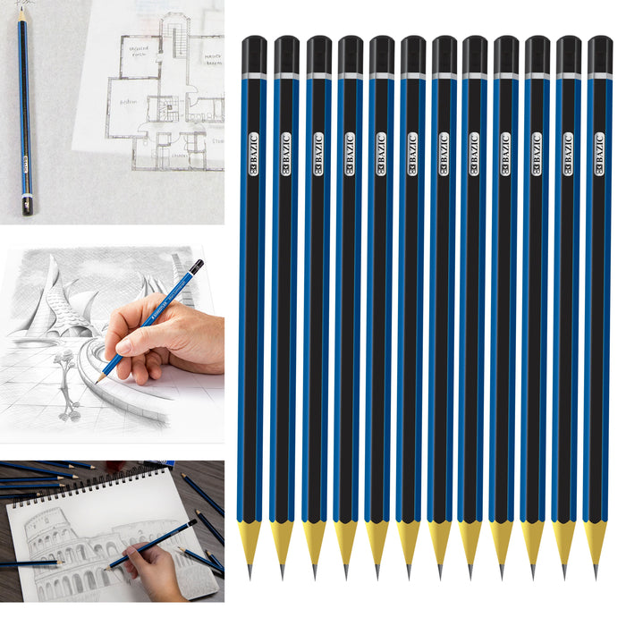 24 Pc Artist Graded Pencils Set Sketching Graphite Pencil Drawing Range 6B to 6H