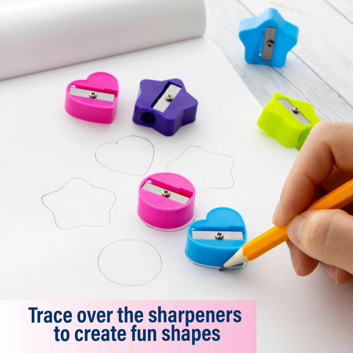 24 Pc Handheld Pencil Crayon Sharpener Manual Fun School Supplies Shapes Colors