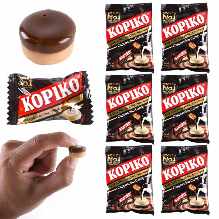 6 Bags Kopiko Real Coffee Cappuccino Hard Candy Rich Flavor Candies Sucker Treat