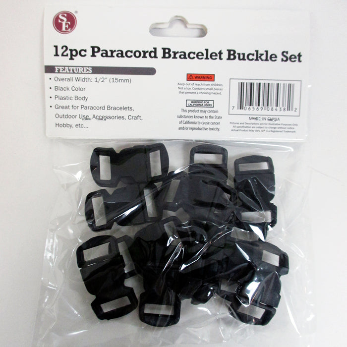 48 Black Paracord Bracelet Buckle 1/2 Plastic Curved Side Release Snap Survival