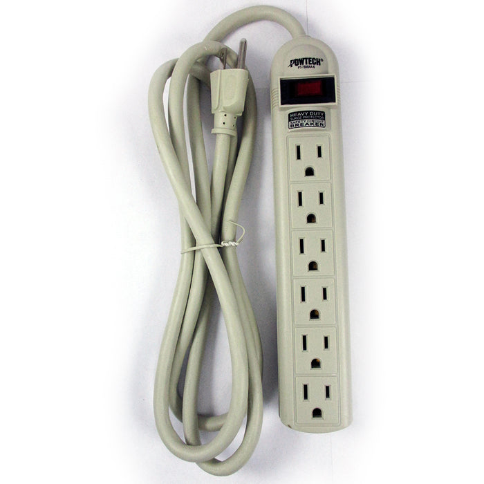 6 Outlet Power Strip 6ft Heavy Duty Cord Switch UL Breaker Surge 90 Joules New