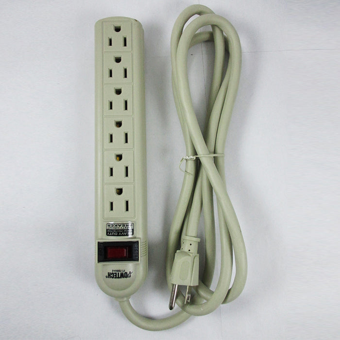 6 Outlet Power Strip 6ft Heavy Duty Cord Switch UL Breaker Surge 90 Joules New