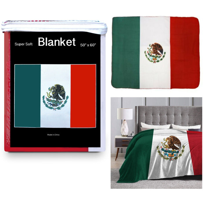 Mexico Flag Fleece Blanket NEW 5 ft x 4.2 ft. Mexican Bandera Cobija Throw Cover