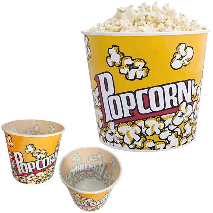 1 PC Retro Style Reusable Popcorn Bowl Plastic Container Movie Theater Bucket 7" Tall