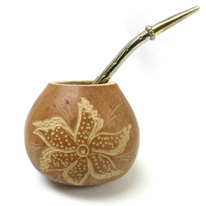 Traditional Gourd Mate Hand Engraved Argentina Handmade Straw Drink Set Bombilla handcraft 5720