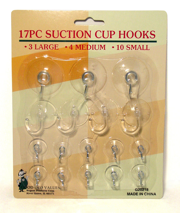 17pc Suction Cup Hook Clear Glass Window Wall Sucker Hanger Kitchen Bathroom New