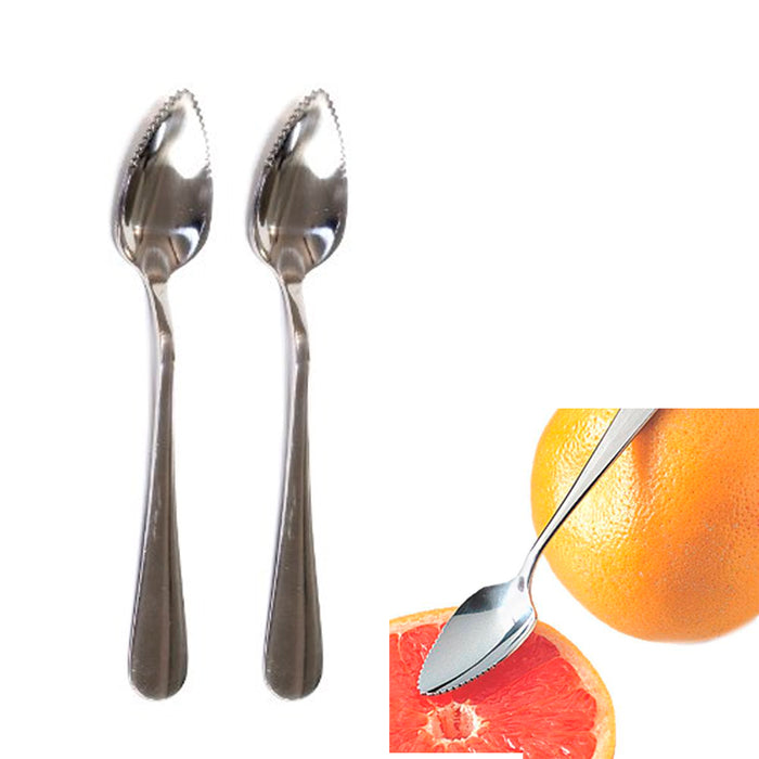 4 Grapefruit Long Spoon Thick Stainless Steel Serrated Edge Dessert Cirtus Fruit