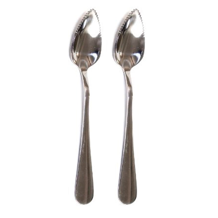 2 Pc Set Stainless Steel Grapefruit Spoon Serated Edge Dessert Cirtus Fruit New