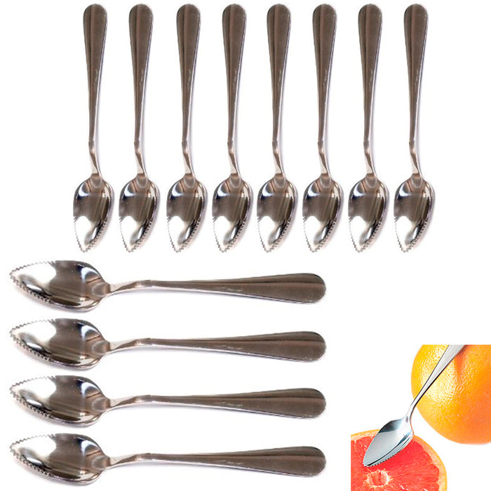 12 Lot Grapefruit Long Spoon Thick Stainless Steel Serrated Edge Citrus Fruits