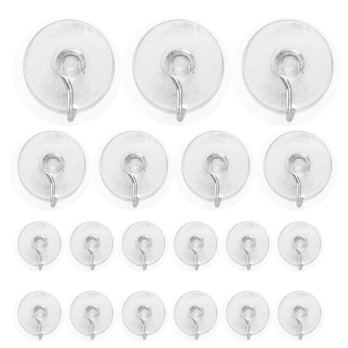 17pc Suction Cup Hook Clear Glass Window Wall Sucker Hanger Kitchen Bathroom New