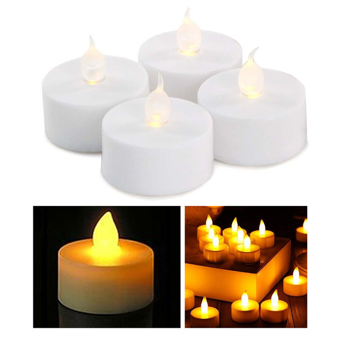 4 Flameless Tea Light Candles Christmas LED Flickering Battery Operated Tealight