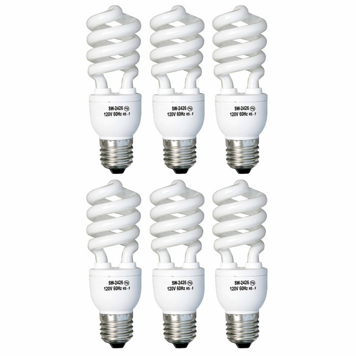 6 CFL Light Bulbs Energy Saving Soft White 26W 125 Watt Fluorescent Lighting