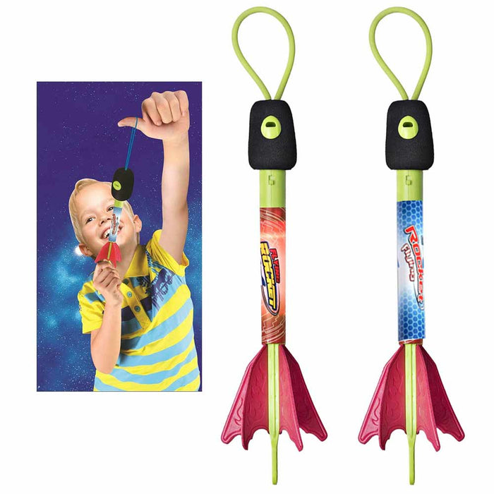 2 Pc Light Up Sling Shot Foam Finger Rockets Slingshot Copters Fun Catapult Toy