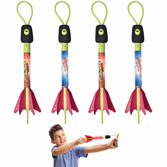 4 Led Rocket Slingshot Copter Foam Finger Toy Kids Game Launch Light Up Launch