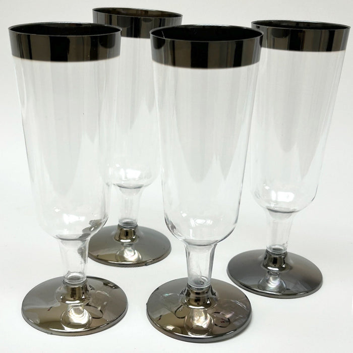 Set Of 4 Plastic Champagne Glasses Flute Plastic Wine Cups Wedding Party Clear