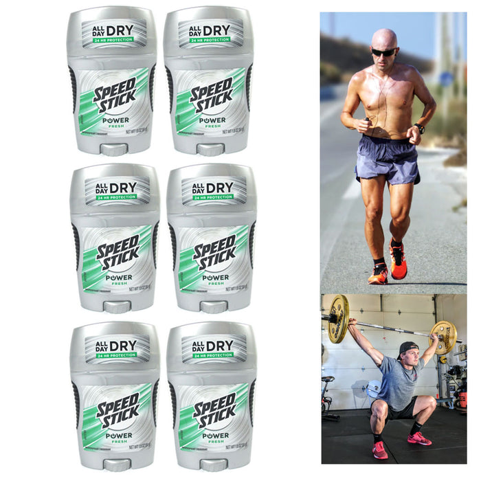 6 Speed Stick Men Deodorant Power Fresh 24 Hour Protection Antiperspirant Sports