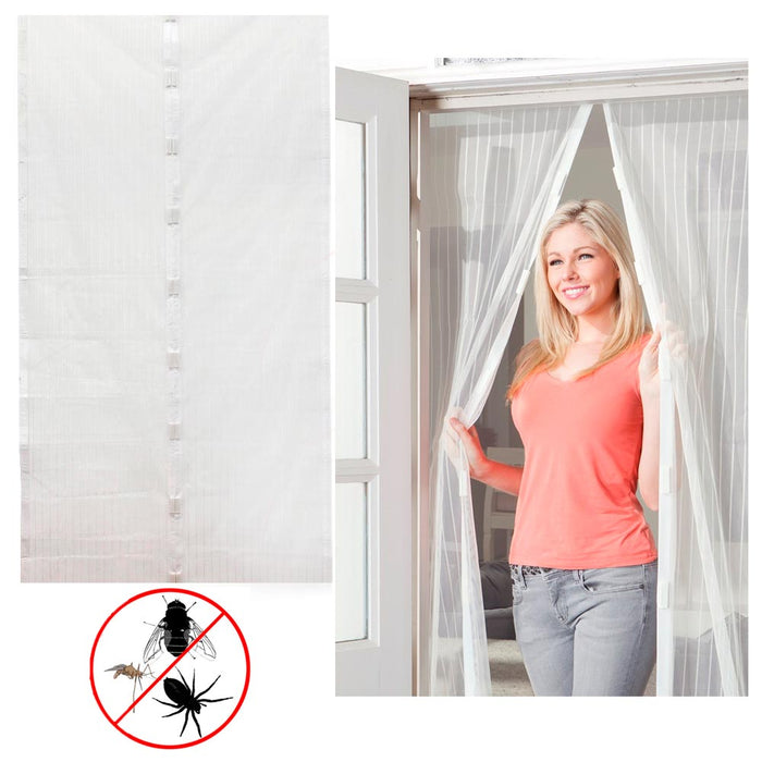 White Magnetic Mesh Door Screen Instant Magic Hands Free Bug Mosquito Fly Out Gift New