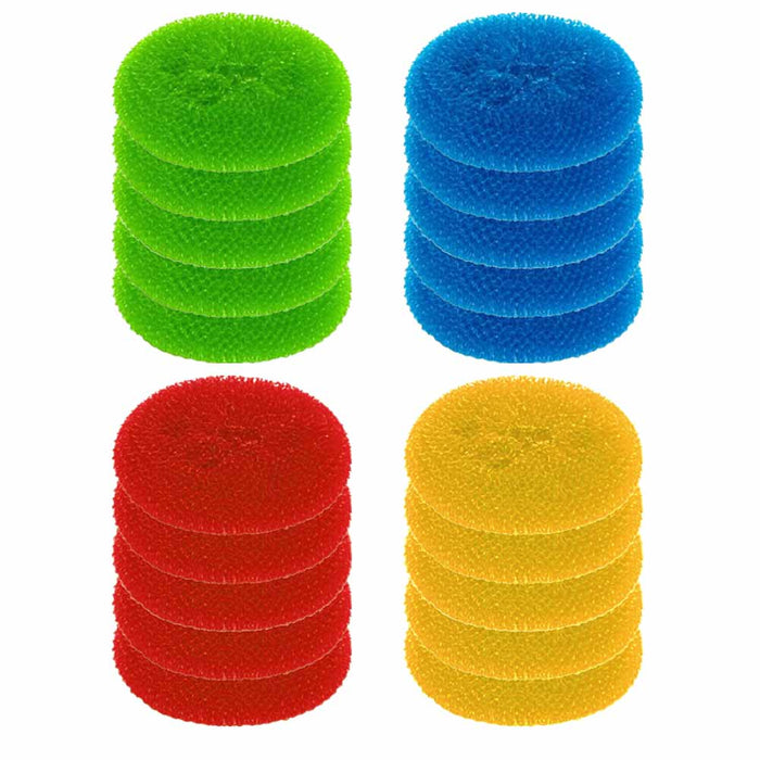 20 Round Sponge Scouring Wash Pads Kitchen Dishes Cleaner Scour Scrub Cleaning