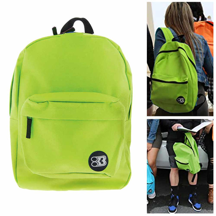 12 Pc Wholesale Lime Green Backpack 17" Travel Sports Back Pack School Book Bag