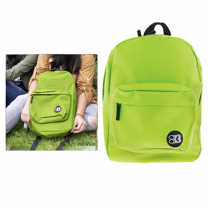 2 Lime Green Backpack 17" Travel Sports Back Pack School Book Bag Hiking Camping