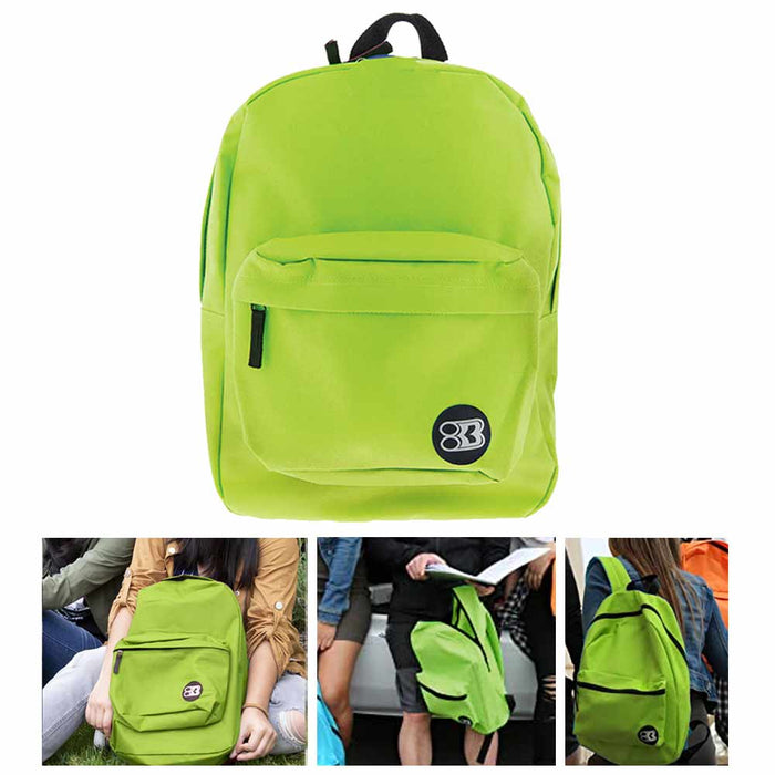 12 Pc Wholesale Lime Green Backpack 17" Travel Sports Back Pack School Book Bag