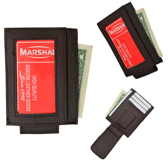 Mens Leather Money Clip Slim Front Pocket Magnetic ID Holder Credit Card Wallet