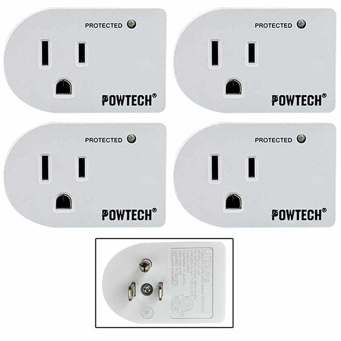 4 Pc Single Outlet 3 Prong Power Adapter Grounded Wall Tap Surge Protector Plug