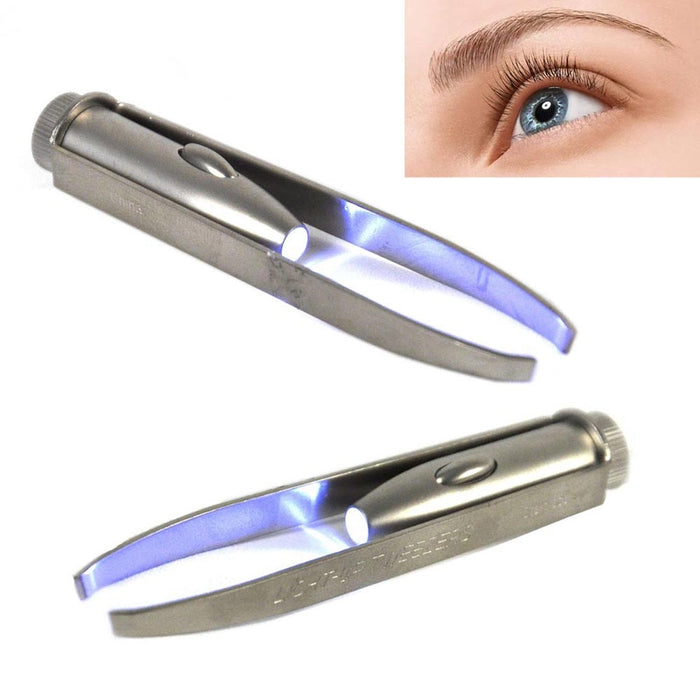 1 Light Up Tweezer Stainless Steel Make Up LED Eyebrow Hair Removal Lighted