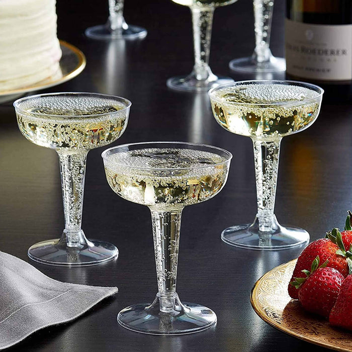 12 Pc Champagne Coupe Plastic Glasses Clear Disposable Flute Wedding Party 4oz