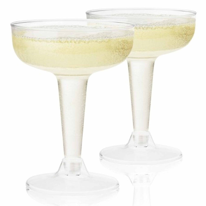 48 Clear Plastic Martini Glasses Champagne Coupe Disposable Flute Cocktail 4oz