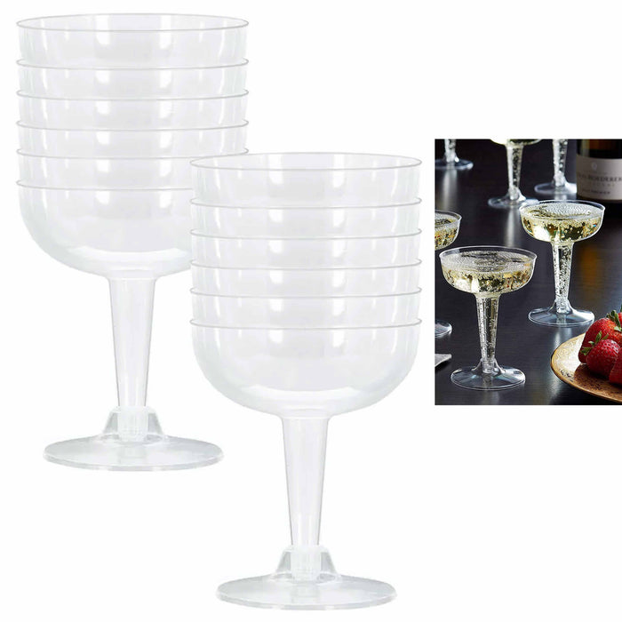 12 Pc Champagne Coupe Plastic Glasses Clear Disposable Flute Wedding Party 4oz