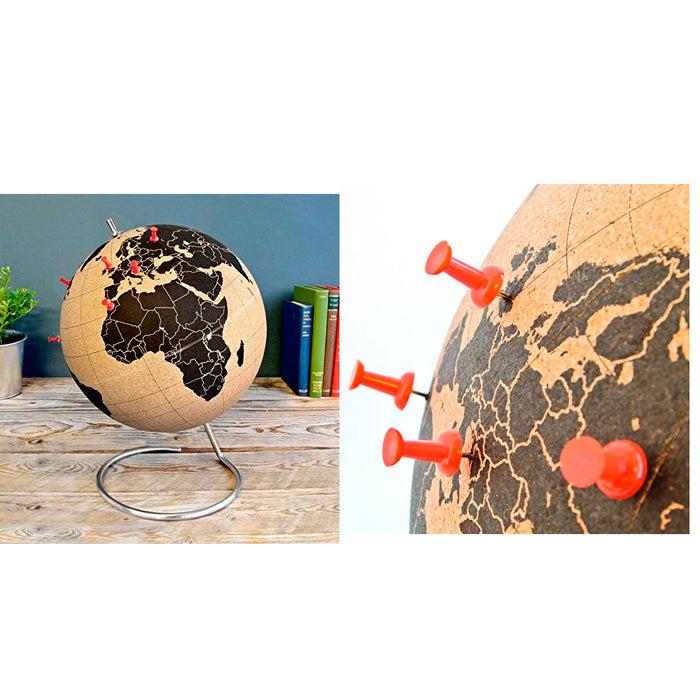 Suck UK Large Cork Globe Push Pin Educational World MAP Adventure Memory Display